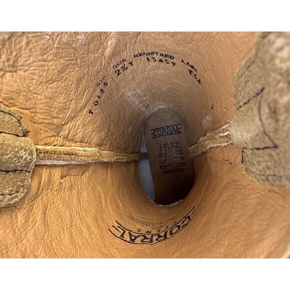 CORRAL Youth Embroidery & Tan Overlay Studs Boots T0135 Size 2.5 - Picture 10 of 11